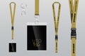 Set of lanyard and badge. Design example vip pass. Template