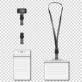 Set of lanyard name tag holder retractor end badge templates. Vector Royalty Free Stock Photo