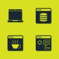 Set Laptop, Browser setting, Software and Server, Data, Web Hosting icon. Vector Royalty Free Stock Photo