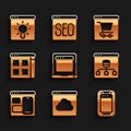 Set Laptop with browser window, Cloud technology data transfer, Mobile phone, Server, Data, Web developer programming Royalty Free Stock Photo