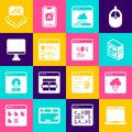 Set Laptop, Cloud technology data transfer, Computer, Browser files, monitor screen, Processor with microcircuits CPU Royalty Free Stock Photo
