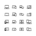 Set of laptop and devices line icon design.