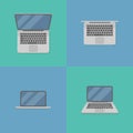 Set of laptop flat style icons. Vector illustration. Royalty Free Stock Photo