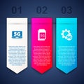 Set Laptop with 5G network, Sim Card and Setting. Business infographic template. Vector