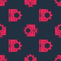 Set Laptop and gear and Computer monitor and gear on seamless pattern. Vector Royalty Free Stock Photo