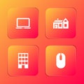 Set Laptop, House, and Computer mouse icon. Vector Royalty Free Stock Photo