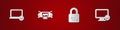 Set Laptop and lock, Computer api interface, Lock check mark and on monitor icon. Vector Royalty Free Stock Photo