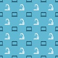 Set Laptop and Robotic robot arm hand factory on seamless pattern. Vector