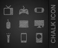 Set Laptop, Smartphone, mobile phone, Hard disk drive HDD, Tv, Flashlight, Computer mouse, Portable video game console Royalty Free Stock Photo