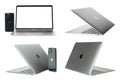 Set of Laptops Apple MacBook Air with iPhone, isolated on transparent background Royalty Free Stock Photo