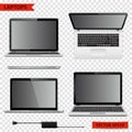 Set of laptops in different positions on transparent background Royalty Free Stock Photo