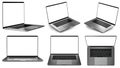 Set of laptops in different positions. Royalty Free Stock Photo