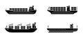 Set of large cargo ships. Modern container sea vessel