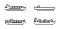 Set of large cargo ships. Modern container sea vessel