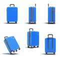 Set of Large plastic travel suitcase with a combination lock and wheels 3d render on white