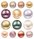 A set of large sea pearls of different colors