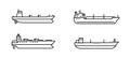 Set of large tanker ships. Modern tanker sea vessel