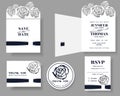 Set of Laser cut Wedding Invitation Card. Rose Concept . Royalty Free Stock Photo