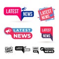 Set of Latest news megaphone label. Vector illustration. Isolated on white background.