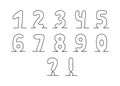 Set latin alphabet numbers from 1 to 9, signs continuous one line drawing. Black hand drawn isolated numbers. Vector Royalty Free Stock Photo