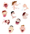 Set of laughing faces