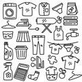 Set of laundry doodle vector illustration with hand drawn style