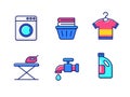 Set of laundry icons with colorful design Royalty Free Stock Photo