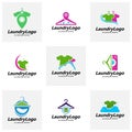 Set of Laundry Logo Template Design Vector, Cleaning Service Logo Concept, Emblem, Concept Design, Creative Symbol, Icon Royalty Free Stock Photo