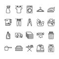 Set of Laundry outline icon style