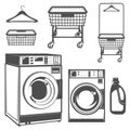 Set of laundry room,laundry,laundromat for emblems and design. Royalty Free Stock Photo