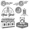 Set of laundry room,laundry,laundromat for emblems and design. Royalty Free Stock Photo