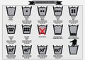 Set of laundry symbols (wash, dry, dry clean, iron) explained