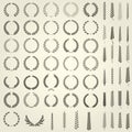 Set of Laurel Wreaths and ears of wheat in heraldic style Royalty Free Stock Photo