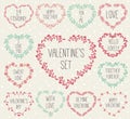 Set of laurels and wreath in shape heart. Royalty Free Stock Photo