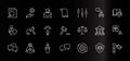 Set of Law and justice Vector Line Icons. Contains such Icons as weapon, arrest, authority, courthouse, gavel, legal