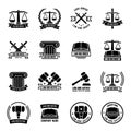 set of law logo element icons. Vector illustration decorative design Royalty Free Stock Photo