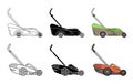 Set of lawnmower icons. Garden icon. Logo. Lineart, simple Royalty Free Stock Photo