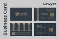 Set of lawyer business card vector flat illustration. Collection of justice legal company identity