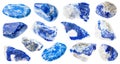 Set of lazurite lapis lazuli stones cutout Royalty Free Stock Photo