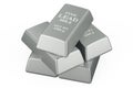 Set of lead ingots, 3D rendering Royalty Free Stock Photo