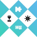 Set Lead management, Cash back, Piece of puzzle and Copywriting network icon. Vector