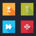 Set Lead management, Contactless payment, Piece of puzzle and Hourglass and gear icon. Vector