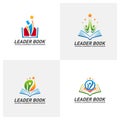 Set of Leadership Education Book Logo Design Concept Vector. Success Book Logo Template. Icon Symbol Royalty Free Stock Photo