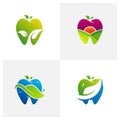 Set of Leaf Dental logo design vector template. Farm logo concept Royalty Free Stock Photo