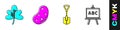 Set Leaf or leaves, Potato, Shovel and Chalkboard icon. Vector Royalty Free Stock Photo
