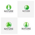 Set of Leaf logo design vector template, Nature logo design concept, illustration, Icon symbol Royalty Free Stock Photo