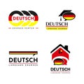 Set of Learning Deutch German Language Class Logo. the language exchange program, forum, speech bubble