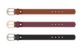 Set of leather belts with buckles.