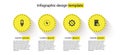 Set LED light bulb, Lightning bolt, Gear and lightning and Radioactive waste barrel. Business infographic template Royalty Free Stock Photo