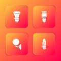 Set LED light bulb, , Wall lamp or sconce and Light icon. Vector Royalty Free Stock Photo